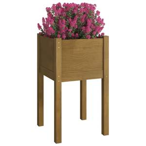 Ensemble de 2 jardinières en pin massif de couleur brun miel moyen, pots à fleurs et jardinières - Product Image 3