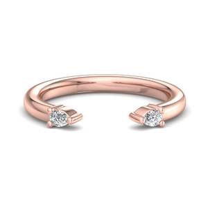 luxury rose gold pear cut diamond <b>two</b> <b>stone</b> open cuff <b>ring</b> minimalist bypass adjustable band stackable fashion jewelry for women - Product Image 4