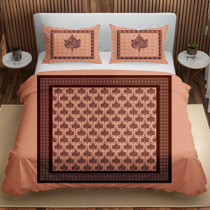 Juego de Sábanas de Algodón Tamaño King, Estilo Étnico Marrón Tradicional |   Cubrecama con Estampado Digital de Motivos Tradicionales y Fundas de Almohada, Decoración para el Hogar - Product Image 1