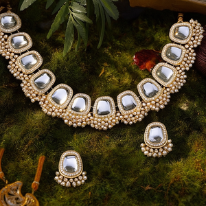 Jewelemarket Heritage Kundan Stone and <b>Pearl</b> <b>Necklace</b> <b>Set</b> Fine Jewelry 10575542WH - Product Image 2