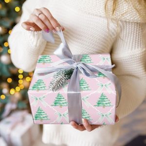 Carta da Regalo Natalizia Rosa con Fiocco, 4 Fogli Jumbo 28*40 Pollici, per Decorazioni Natalizie da Ragazza - Product Image 2