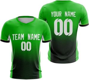Camiseta de Fútbol Sublimada Personalizada para Hombre, Verde y Amarilla, Cuello en V, Manga Corta, Poliéster que Absorbe la Humedad, Nombre del Equipo Impreso - Product Image 3