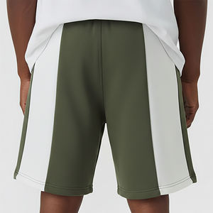 Shorts Bermuda Homme Grande Taille Blanc Olive à Blocs de Couleurs avec Poches, Taille à Cordon de Serrage, Style Décontracté, Logo à l'Ourlet Inférieur - Product Image 5