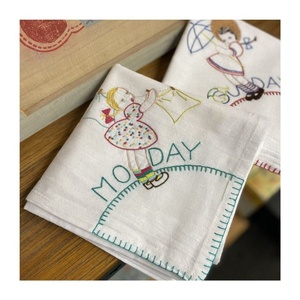 2026 Weekdays Girly Trendy Embroidered Grapes Design Factory Supply Bulk 100% Cotton Sublimated Trendy Customizable Dish <b>Towels</b> - Product Image 1