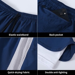 Pantalones cortos para correr de LICRA de poliéster de alta calidad para hombre, pantalones cortos de baño atléticos con patrón sólido de secado rápido, estilo informal con logotipo personalizado - Product Image 5