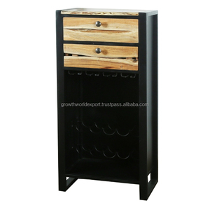 Soporte lateral Vintage Industrial de madera maciza con acabado Natural de alta calidad, 2 cajones de madera, almacenamiento para Hotel, apartamento, sala de estar - Product Image 3