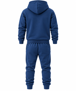 Ensemble de survêtement décontracté pour homme en coton bleu uni, comprenant un sweat à capuche et un pantalon de jogging, idéal pour l'hiver - Product Image 4