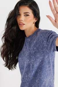 T-shirts pour femmes de qualité supérieure, gris, effet délavé, manches courtes, col rond, séchage rapide, confortables, vêtements décontractés pour femmes - Product Image 4