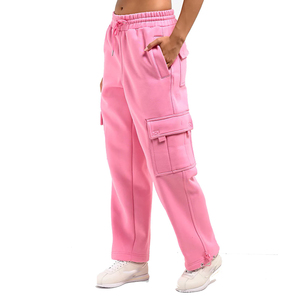 Pantalon de survêtement rose ample pour femme avec 6 poches, style streetwear, taille haute avec cordon de serrage, coupe baggy, pour filles - Product Image 5