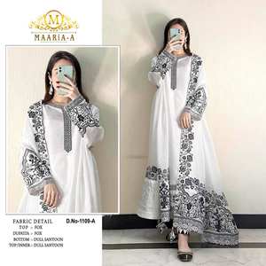 Diseñador Shalwar Kameez Exquisito trabajo de bordado de varios hilos Heavy Georgette Dull Santoon Fondo de seda para fiestas indias - Product Image 4