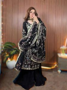 Salwar Kameez สำหรับปาร์ตี้แฟนซี duppata งานปักผ้าลายสวยงามแห้งเร็ว - Product Image 3