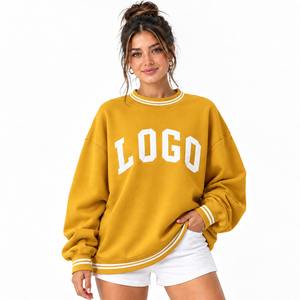 Sudadera Oversize de Cuello Redondo para Mujer, Manga Larga, con Estampado de Letras Azules, de Algodón Tejido, Estilo Casual Urbano, Top de Moda - Product Image 5