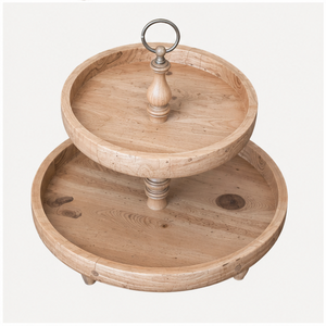 Handcrafted 2 Tier Wooden Cake Stand & Farmhouse Serving Tray for <b>Wedding</b> Parties Mango Wood Cupcake Display Stand & Dessert - Product Image 5