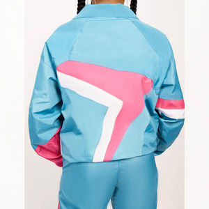 Ensemble de survêtement rétro pour femme, coupe-vent, color block, tenue décontractée deux pièces pour la vente en gros - Product Image 2