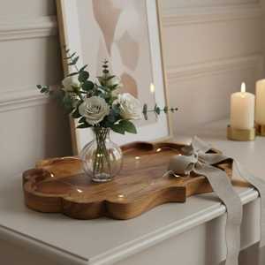 Acacia Wood Catch All Tray | <b>Vanity</b>, Coffee <b>Table</b> & Entryway Organizer | Handmade Wooden Decor Tray | Decorative Kitchen Home - Product Image 5