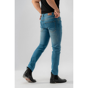 Jean en denim pour homme de haute qualité, respirant, en coton, coupe droite, style skinny, bleu délavé, taille mi-haute, grande taille, coupe ajustée pour l'été - Product Image 2
