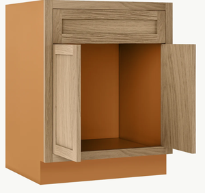 Armoire de cuisine modulaire RTA à double porte avec base en bois grain chêne B24 - Product Image 3
