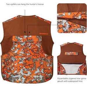 Men's Letter Pattern Hunting <b>Vest</b> Orange Brown Denim 100% Cotton Windproof Multiple Pockets Breathable High Street Workwear - Product Image 5