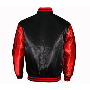 Satin Varsity <b>Jackets</b> 100% Polyester Black And <b>Red</b> Satin Baseball <b>Jacket</b> Custom Satin Varsity <b>Jackets</b> - Product Image 3