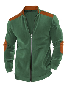 Blousons d'hiver décontractés à manches longues pour jeunes hommes avec broderie au poignet, col montant, fermeture éclair, service OEM, logo frontal - Product Image 5