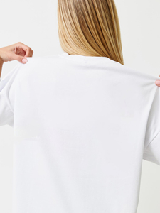 Camiseta extragrande de algodón 100% OEM/ODM de 280 GSM para mujer, camiseta cuadrada con estampado personalizado, camiseta de cuello redondo de alta calidad para mujer - Product Image 2