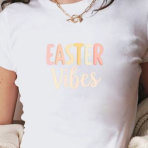 EASTER Vibes Y2K Camiseta de punto con estampado de manga corta y corte ajustado para mujer - Product Image 3