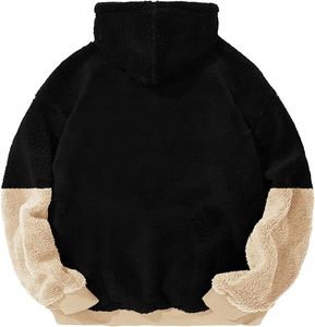 Sudadera con Capucha de Forro Polar para Hombre, Bordada, Lisa, Corte Regular, Informal, de Invierno, con Bolsillo, Ecológica, Negra y Beige - Product Image 2