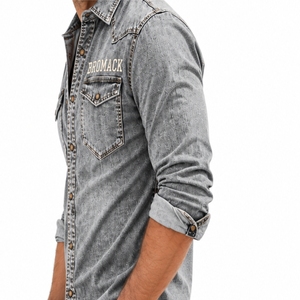 Chemise en jean pour homme BROMACK INTERNATIONAL, style vintage, rayures, manches longues, boutons sur le devant, poche poitrine, vêtements de travail décontractés - Product Image 6