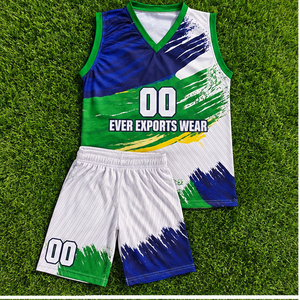 Ensemble de maillots et shorts de basketball personnalisés blancs, verts et bleus pour équipes scolaires, de club et de ligue – Tenue de club - Product Image 4