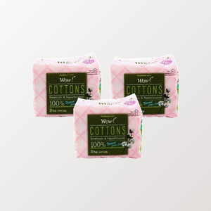 แผ่นอนามัยแบบยาว Wow Pure Cotton Long Panty Liners 20 ชิ้น x 3 แพ็ค ป้องกันการซึมเปื้อน แผ่นอนามัยแบบยาว ทำจากผ้าฝ้าย - Product Image 3