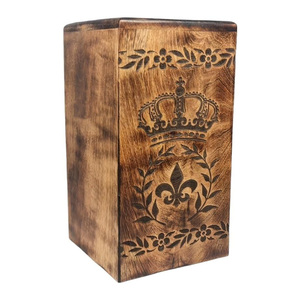 โกศไม้ขนาดใหญ่แกะสลักรูปมงกุฎทำด้วยมือสำหรับมนุษย์และขี้เถ้าจากโรงงานโดยตรงขายส่ง - Product Image 5