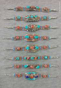 Bracelets tibétains en argent avec incrustations de turquoise, style ethnique classique, bijoux unisexes, cadeau pour l'anniversaire du bouddhisme tibétain - Product Image 3