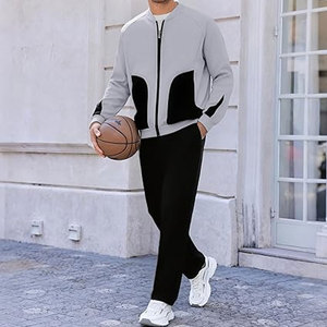 ชุดวอร์มผู้ชายแบบสองชิ้น ชุดเสื้อแขนยาวและกางเกงขายาว ชุดออกกำลังกาย ชุดวิ่งจ๊อกกิ้ง ชุดกีฬาสวมใส่สบาย ทันสมัย สไตล์ลำลอง - Product Image 4