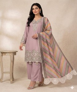 Pakistani Women's Salwar Kameez Party Wear pakistani style with <b>Floor</b>-Length Three Piece Suit 85229 LEMBOGEE- LG-2103 - Product Image 1