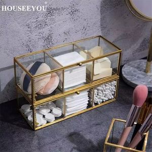 Rectangular Glass Jewelry <b>Box</b> with Gold Trim Metal Frame Clear Display Case for Necklace Ring Storage <b>Vanity</b> Desk Use - Product Image 6