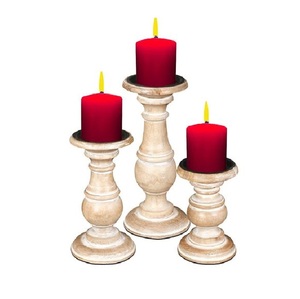 Support de bougie en bois fait main, décoration rustique de style farmhouse, centre de table pour salle à manger, salon, chambre à coucher - Product Image 2