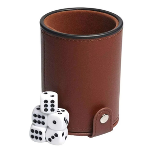Juego de dados de piel de vaca auténtica al por mayor, personalizable y duradero, con compartimento de almacenamiento y forro de fieltro, incluye 5 dados de puntos. - Product Image 2