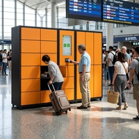 Casier intelligent pour bagages d'aéroport avec paiement par code QR, armoire de rangement de bagages en libre-service intelligente pour gares et attractions touristiques