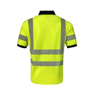 Chemise de travail haute visibilité personnalisée pour homme, à manches courtes, en jersey uni 100 % coton respirant, avec fermeture éclair réfléchissante, uniforme de sécurité - Product Image 2