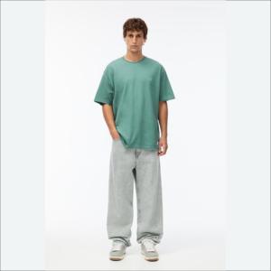 Camisetas Grises Jaspeadas 100% Algodón para Hombre al por Mayor, MOQ Bajo, Logotipo Bordado, Camisetas Antiencogimiento Personalizadas para Hombre - Product Image 3