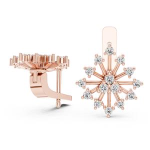 Boucles d'oreilles créoles en or rose 14 carats certifiées VDS IGI avec diamants naturels taille brillant |   Tendance féminine : Design floral blanc couleur H 3.5G - Product Image 2