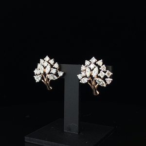 14k Rose Gold Plated Diamond Tree <b>Stud</b> <b>Earrings</b> Marquise Cut Luxury Women's Wedding Jewelry - Product Image 4