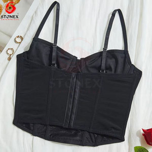 Soutien-gorge de sport à maintien élevé pour femme, bretelles réglables, respirant, en polyester, haut de fitness noir uni, services OEM - Product Image 2