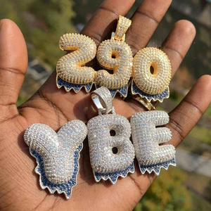 Moissanite Two Tone <b>Initial</b> Pendant Iced Out Custom Letter Jewelry Luxury Hip Hop Statement <b>Necklace</b> <b>for</b> <b>Men</b> - Product Image 6