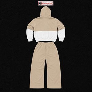 Conjunto Deportivo Color Beige y Blanco para Hombre, Sudadera con Cremallera Completa y Pantalones Jogger, Ropa Deportiva Casual Premium - Product Image 6