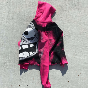 Sudadera con Capucha Corta para Hombre, Estilo Urbano, con Logotipo Personalizado OEM, Estampado DTG, Diseño Vintage Desgastado, con Bajo sin Rematar, para Invierno - Product Image 2