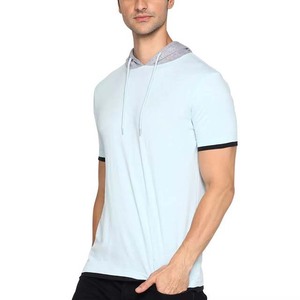Customized Embroidered Printing <b>Short</b> <b>Sleeves</b> <b>Men's</b> <b>Hoodie</b> Quick Dry Breathable Eco-Friendly Gym Sports 100% Cotton Material - Product Image 1