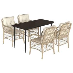 Set da Pranzo da Giardino in Beige, Nero, Crema e Bianco - Product Image 2
