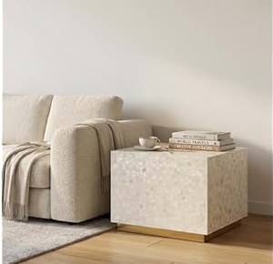 Table de chevet en os d'osselet incrusté de fleurs, avec un seul tiroir et élégantes pieds en métal doré, disponible à prix de gros. - Product Image 4