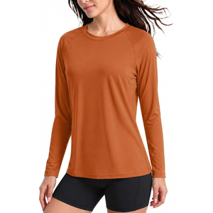 Unisex Full Sleeve Orange Rash Guard Quick Dry UPF50+ Breathable Eco-Friendly Front Logo <b>Swim</b> Top <b>for</b> Adults - Product Image 1
